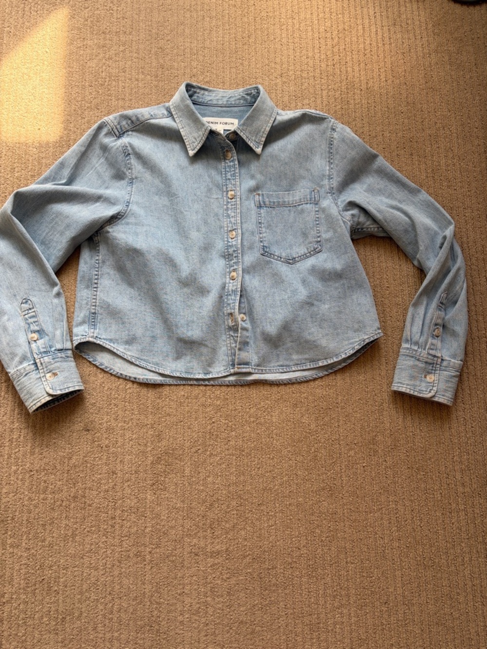 Denim Forum The 80s Comfy Waist Denim Shirt, M, Here Comes The Sn Bl - Picture 2 of 8